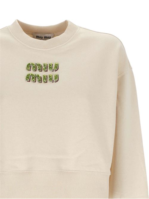 Sweatshirt with sequined logo Miu Miu | MJL984S-OOO14AQF066V